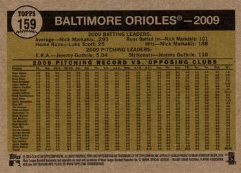 2010 Topps Heritage #159 Baltimore Orioles Back