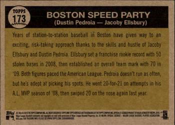 2010 Topps Heritage #173 Boston Speed Party (Dustin Pedroia / Jacoby Ellsbury) Back