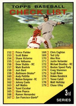 2010 Topps Heritage #189 Checklist: 152-226 Front