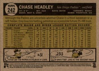 2010 Topps Heritage #242 Chase Headley Back