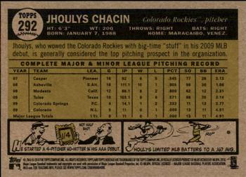 2010 Topps Heritage #292 Jhoulys Chacin Back