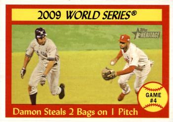 2010 Topps Heritage #309 Damon Steals 2 Bags on 1 Pitch Front