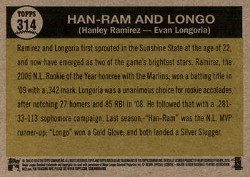 2010 Topps Heritage #314 Han-Ram and Longo (Hanley Ramirez / Evan Longoria) Back