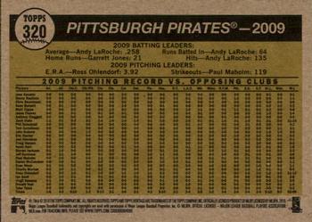 2010 Topps Heritage #320 Pittsburgh Pirates Back