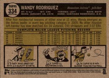2010 Topps Heritage #334 Wandy Rodriguez Back