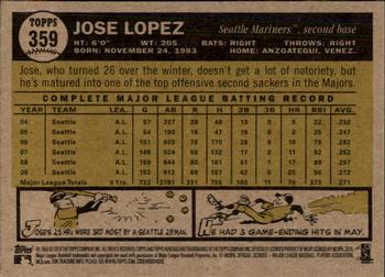 2010 Topps Heritage #359 Jose Lopez Back