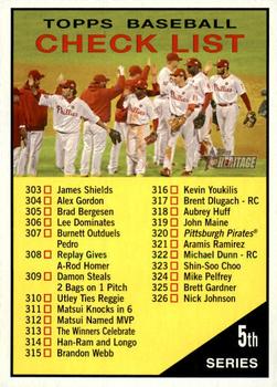 2010 Topps Heritage #361 Checklist: 303-374 Front