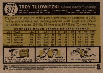 2010 Topps Heritage #377 Troy Tulowitzki Back