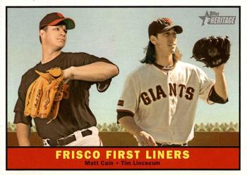2010 Topps Heritage #383 Frisco First Liners (Matt Cain / Tim Lincecum) Front