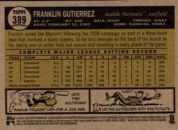 2010 Topps Heritage #389 Franklin Gutierrez Back