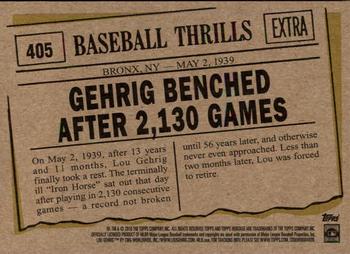 2010 Topps Heritage #405 Lou Gehrig Back