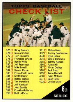2010 Topps Heritage #423 Checklist: 375-450 Front