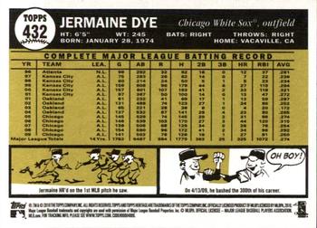 2010 Topps Heritage #432 Jermaine Dye Back