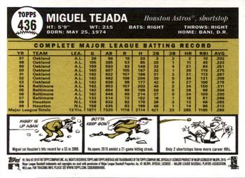 2010 Topps Heritage #436 Miguel Tejada Back