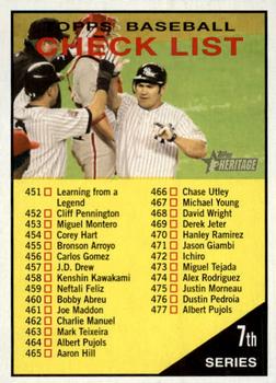 2010 Topps Heritage #437 Checklist: 451-500 Front