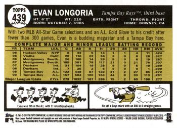 2010 Topps Heritage #439 Evan Longoria Back