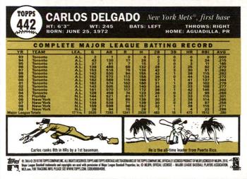 2010 Topps Heritage #442 Carlos Delgado Back