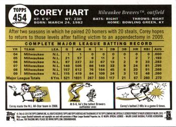 2010 Topps Heritage #454 Corey Hart Back