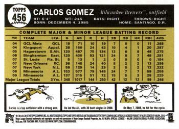 2010 Topps Heritage #456 Carlos Gomez Back