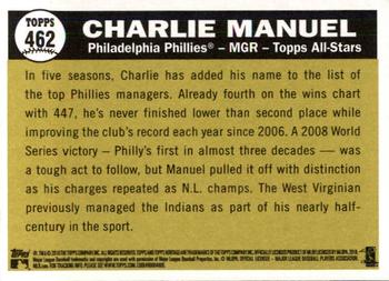 2010 Topps Heritage #462 Charlie Manuel Back
