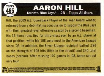 2010 Topps Heritage #465 Aaron Hill Back