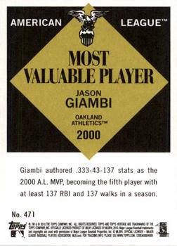 2010 Topps Heritage #471 Jason Giambi Back