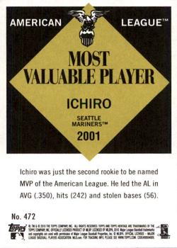 2010 Topps Heritage #472 Ichiro Suzuki Back