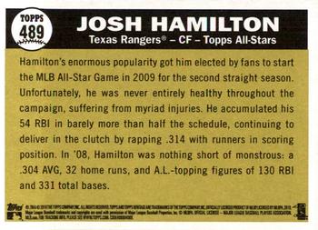 2010 Topps Heritage #489 Josh Hamilton Back