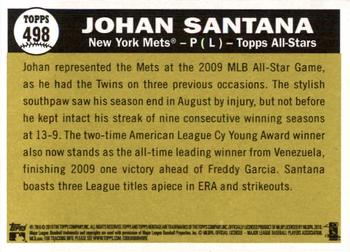 2010 Topps Heritage #498 Johan Santana Back