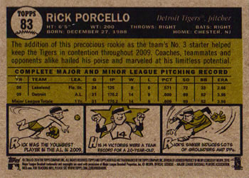 2010 Topps Heritage #83 Rick Porcello Back