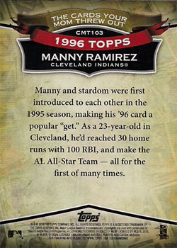 2010 Topps - The Cards Your Mom Threw Out #CMT103 Manny Ramirez Back