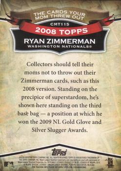 2010 Topps - The Cards Your Mom Threw Out #CMT115 Ryan Zimmerman Back