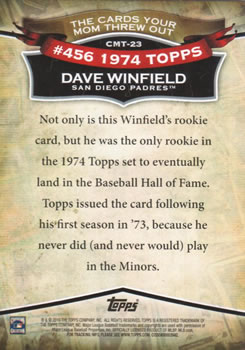 2010 Topps - The Cards Your Mom Threw Out #CMT-23 Dave Winfield Back