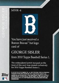 2010 Topps - Manufactured Hat Logo Patch #MHR-4 George Sisler Back