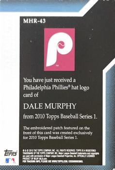 2010 Topps - Manufactured Hat Logo Patch #MHR-43 Dale Murphy Back