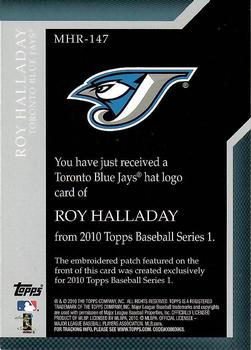 2010 Topps - Manufactured Hat Logo Patch #MHR-147 Roy Halladay Back