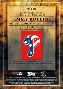 2010 Topps - Manufactured Hat Logo Patch #MHR-244 Jimmy Rollins Back