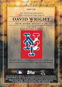 2010 Topps - Manufactured Hat Logo Patch #MHR-246 David Wright Back
