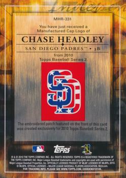 2010 Topps - Manufactured Hat Logo Patch #MHR-331 Chase Headley Back