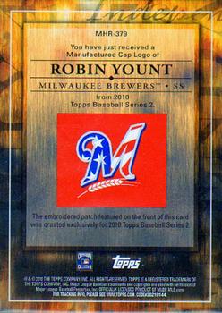 2010 Topps - Manufactured Hat Logo Patch #MHR-379 Robin Yount Back