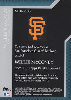 2010 Topps - Manufactured Hat Logo Patch #MHR-108 Willie McCovey Back