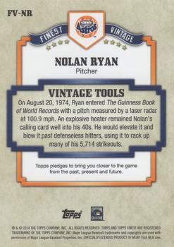 2014 Finest - Vintage Refractors #FV-NR Nolan Ryan Back