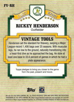 2014 Finest - Vintage Refractors #FV-RH Rickey Henderson Back