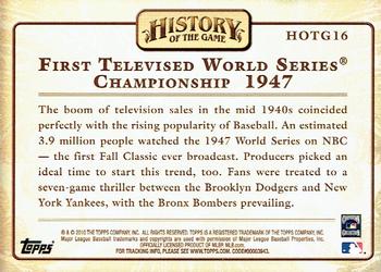 2010 Topps - History of the Game #HOTG16 First Televised World Series Championship Back