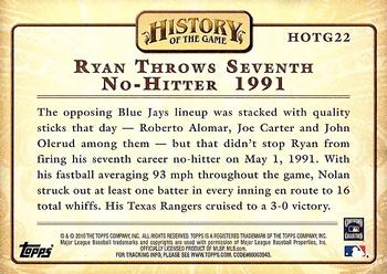 2010 Topps - History of the Game #HOTG22 Ryan Throws Seventh No-Hitter Back