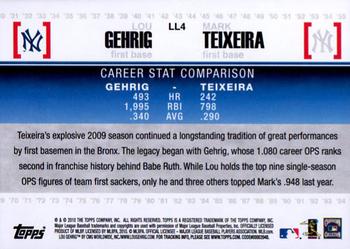2010 Topps - Legendary Lineage #LL4 Lou Gehrig / Mark Teixeira Back