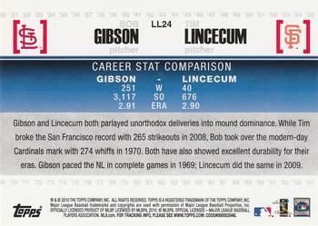 2010 Topps - Legendary Lineage #LL24 Bob Gibson / Tim Lincecum Back