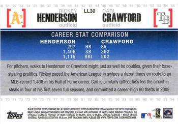 2010 Topps - Legendary Lineage #LL30 Rickey Henderson / Carl Crawford Back