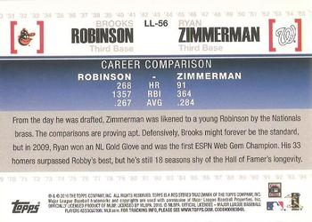 2010 Topps - Legendary Lineage #LL-56 Brooks Robinson / Ryan Zimmerman Back