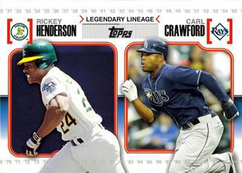 2010 Topps - Legendary Lineage #LL30 Rickey Henderson / Carl Crawford Front